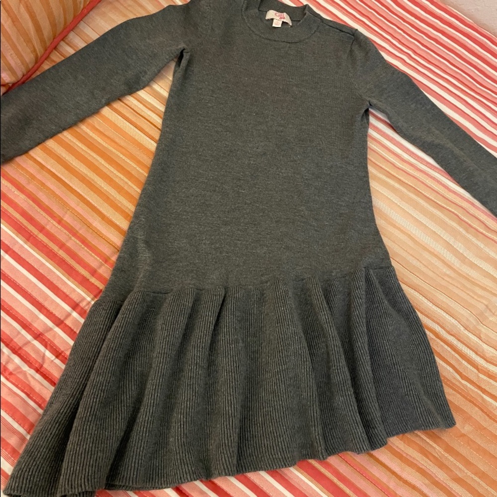 Girls grey asymmetrical sweater dress